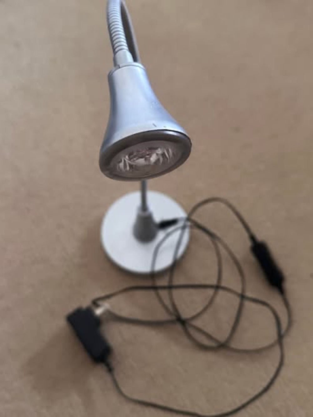 Silver Plug-In Gooseneck Reading Desk Lamp